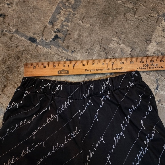 NWT PRETTYLITTLETHING Script Ruched Crop Top And Wide Leg Pj Set Pants - Picture 12 of 17